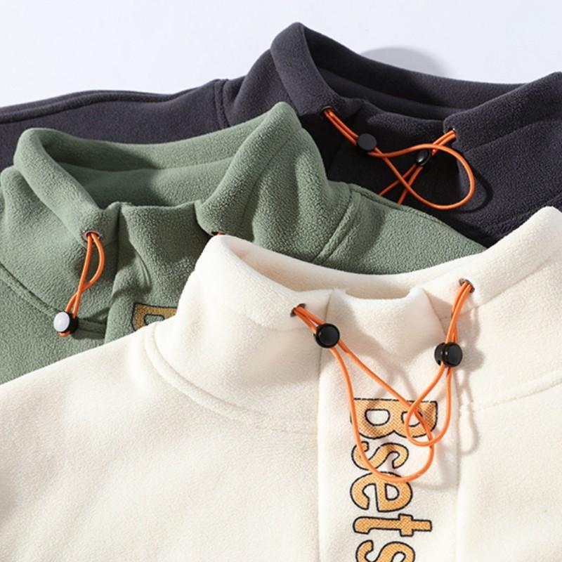 Мужская осенне-зимняя утолщенная толстовка из австрийского зернистого флиса с вышивкой, модная уличная полуводолазка, толстовка, одежда