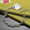 925 Sterling Silver TO Button Love Heart Pendant Bracelet Jewelry
