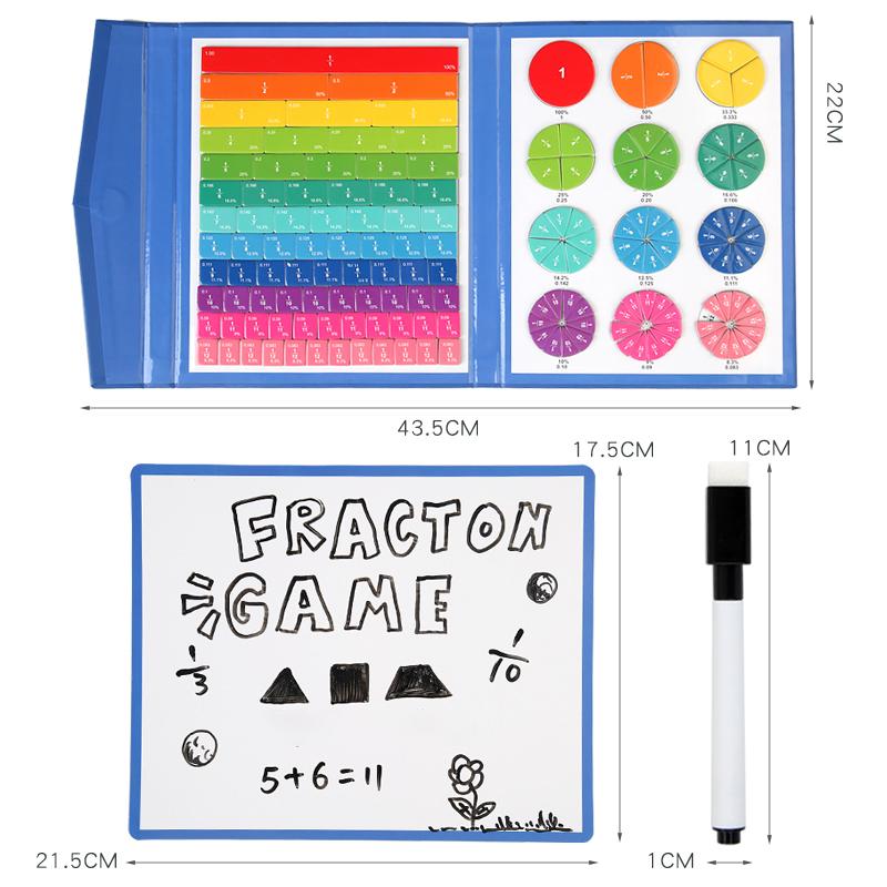 Магнитная дробь, обучающая математическая игрушка, Монтессори, обучающие пособия по арифметике, деревянная книга, развивающие игрушки для детей, Рождественский подарок