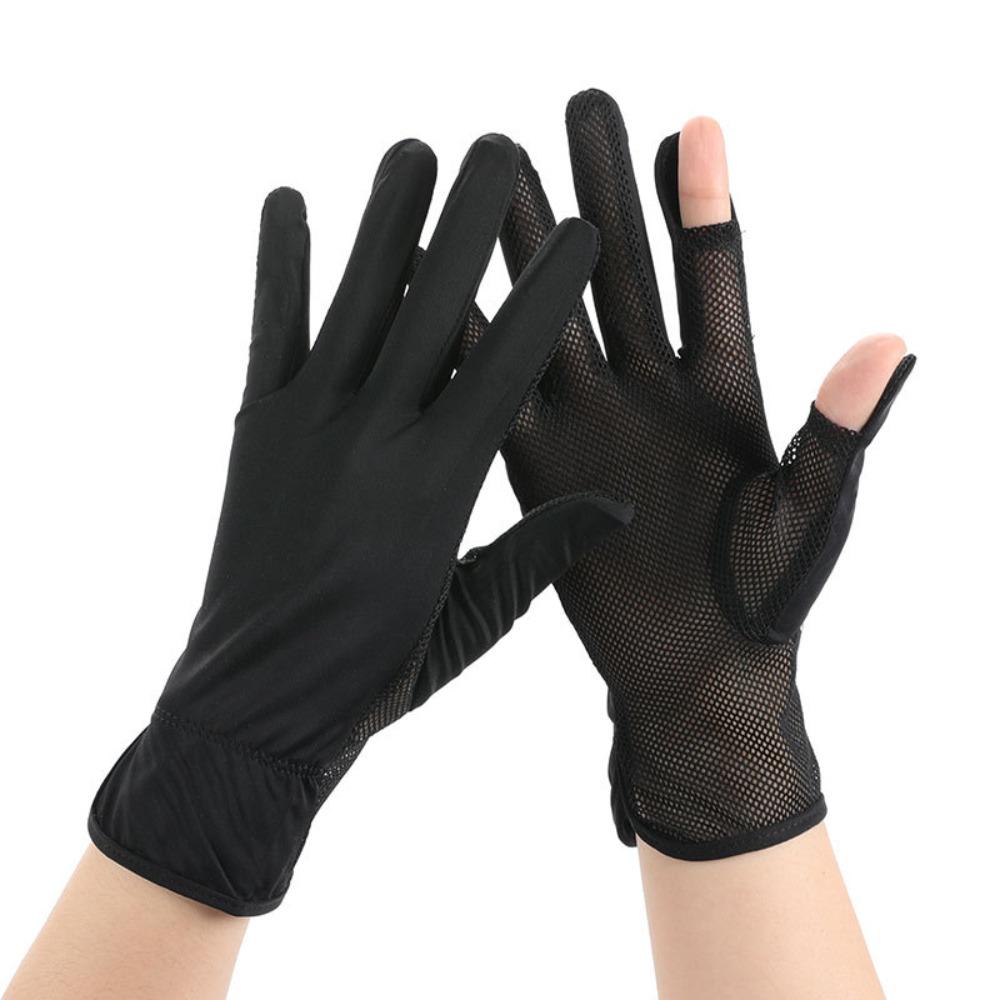 Mesh UV Protection Gloves Non Slip Thin Breathable Gloves Flip Touchscreen Ice Silk Gloves Walking
