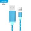 Blue for Type C-1m -LED Magnetic USB Micro and Type C Charger Cable, Fast Charging, Luminous Lighting, Compatible with iPhone,