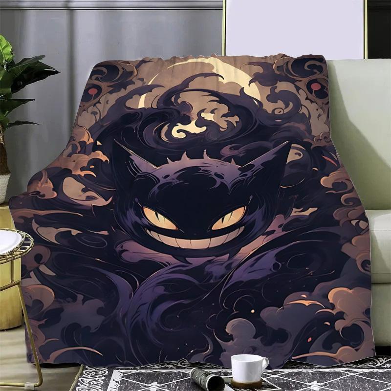 Аниме Покемон Генгар Принт Одеяло Одеяла для пикника Теплое одеяло Мягкое и удобное одеяло Дом Путешествия Подарок на день рождения