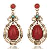 1pair Fashion Vintage Natural Red Stone Turquoise Water Drop Shaped Dangle Earrings for Women, Holiday Banquet Jewelry Gift