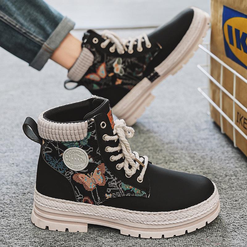 Мужская обувь осенние ботинки Martin новые высокие на платформе для отдыха и спорта увеличивающие рост туфли мужские нескользящие и износостойкие рабочие туфли