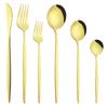 6 шт./компл., золотой набор столовых приборов, зеркало, столовые приборы из нержавеющей стали, столовые приборы, нож, десертная вилка, кофейная ложка, набор столовых приборов, столовое серебро