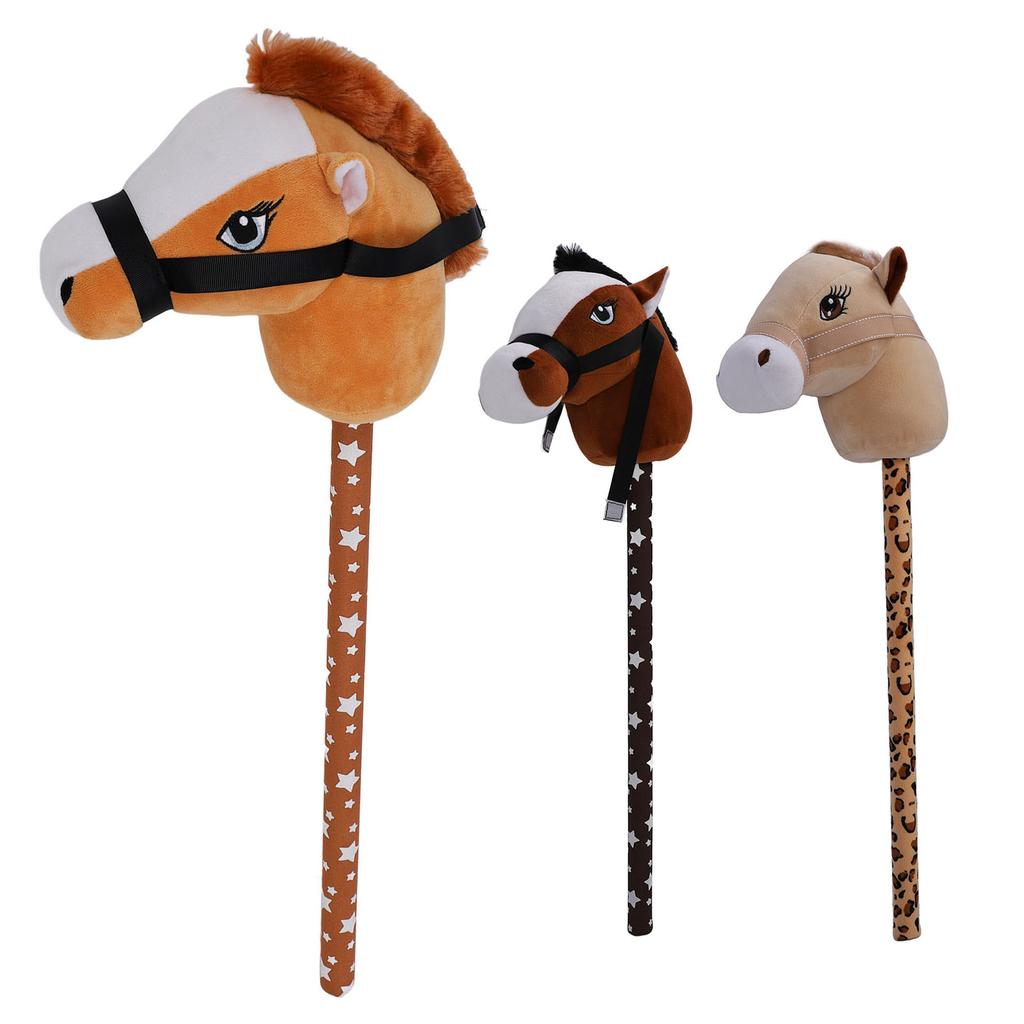 Stick Horse Plush with Neighing Galloping Sounds Pony Horseback Riding Game Stuffed Stick Horse Anim