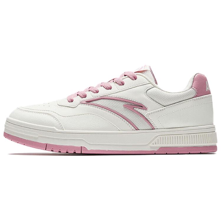 Anta Baichuan Classic Versatile Fashion Comfortable Lightweight Increased Height Low-Top Skate Shoes Women Sneaker White Pink 122528012-4