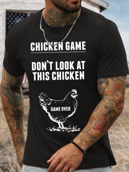 Unisexs Funny Chicken Game DonT Look At This Chicken Game Over Graphic Printing Loose Casual Cotton TShirt