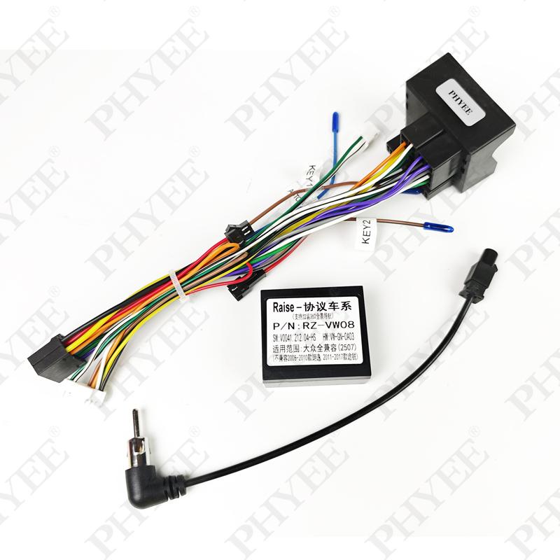 Разъем CAN-шины, Мини-ISO/Quadlock 40/52 Pin, 16-контактный кабель для Android, для VW Golf Jetta Polo Passat, Leon, Octavia