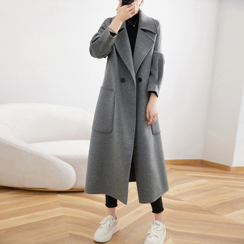 Женское пальто из 100% шерсти TIDENOVEL Осеннее шерстяное длинное пальто Ручной работы Пальто-бушлат Зимняя теплая шерстяная длинная куртка Пальто