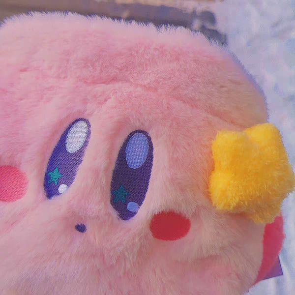 Japanese Kirby Plush Drawstring Pouch - Cute, Pink Cartoon Storage Bag for Girls