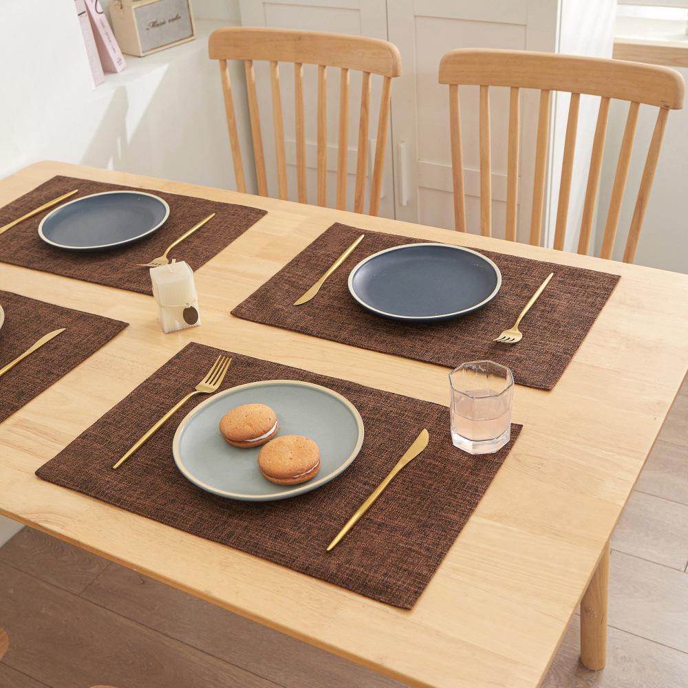 2pcs Scandinavian Ins Style Linen Solid Colour Placemats Fabric Heat Insulation Table Mats Western Food Coasters Napkins