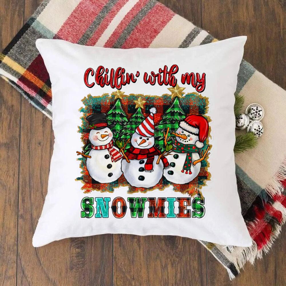 Christmas Crew Deer Print Pillow Case Winter Party Decor Home Cushion Cover Fall Holiday Pillowcase Xmas Gift for Family Friends