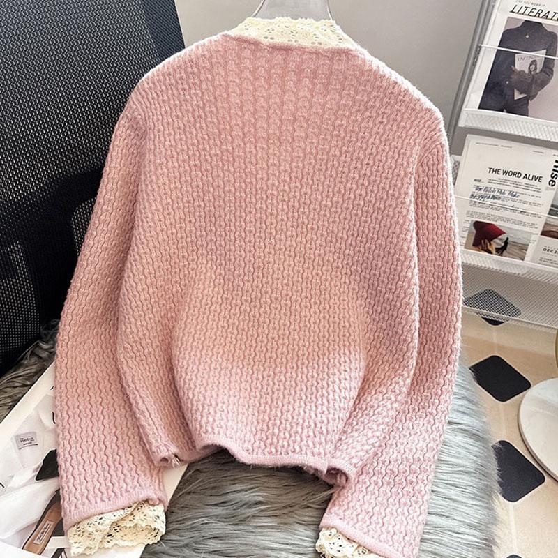 Вязаный кардиган-свитер 2023, весна и осень, нежное маленькое пальто с ароматом, женский свитер в западном стиле с круглым вырезом, женский топ