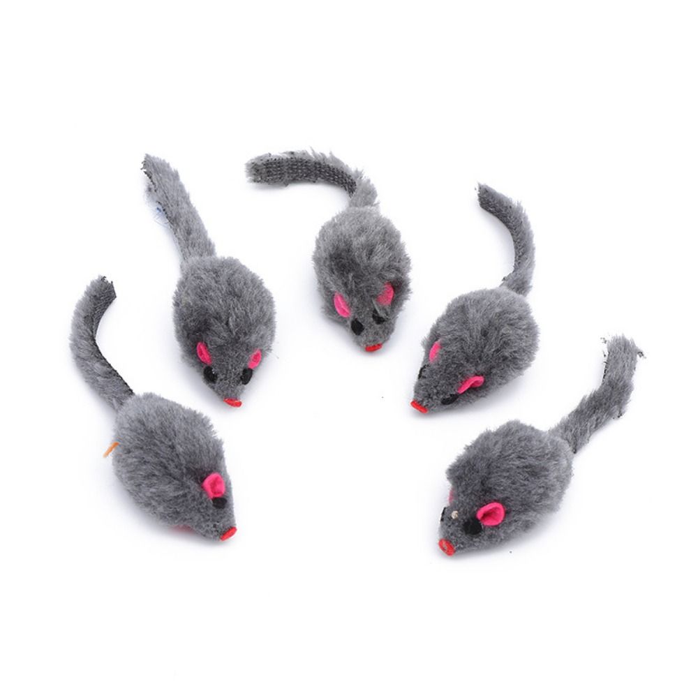 Plush False Mouse Cat Pet Toys Soft Long-haired Tail Mice Toys Grey Plush Mouse Cat Toy Playing