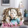 Dolly-Parton Leopard Print Blanket Lightweight Flannel Bedding Blanket Perfect for Travel, Camping, Living Rooms, Offices, Sofas, Fan Christmas gift