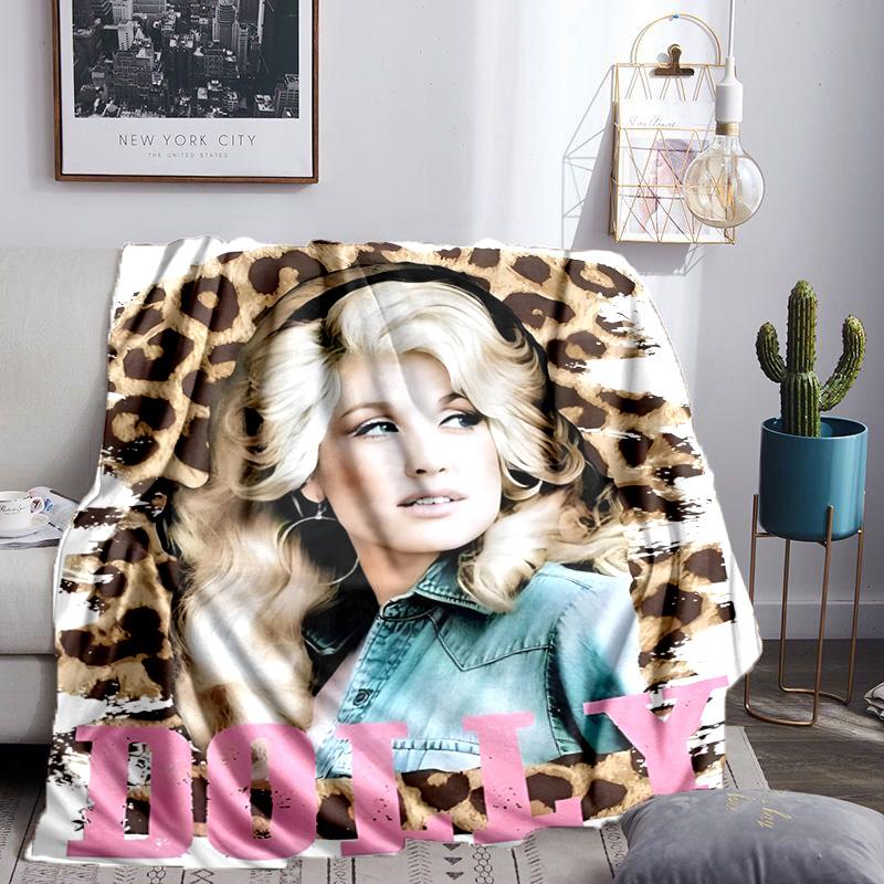 Dolly-Parton Leopard Print Blanket Lightweight Flannel Bedding Blanket Perfect for Travel, Camping, Living Rooms, Offices, Sofas, Fan Christmas gift