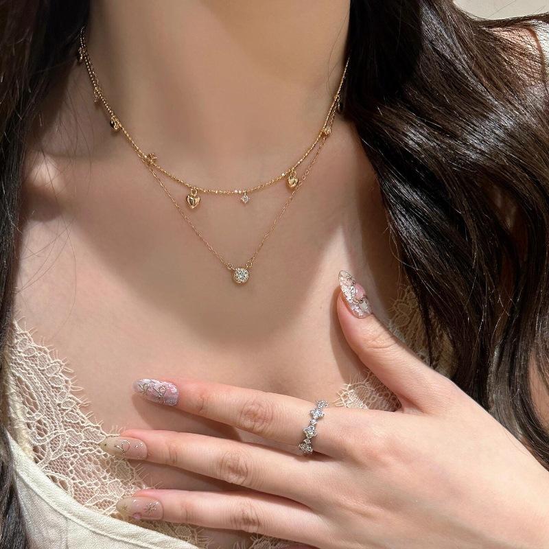 Light Luxury And High-End Italian Medieval Style Fringed Love Flash Diamond Bracelet Necklace Niche Design Temperament Women'S Jewelry