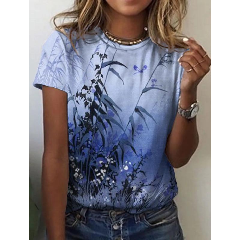 Женская 3D летняя персонализированная футболка с коротким рукавом и круглым вырезом, с принтом свежих цветов