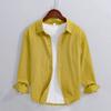 Long Sleeve 100cotton Man Shirts Spring and Summer Casual Tops Dress Shirt Lapel Collar Solid Color Button Shirt Simple Style Men Clothing