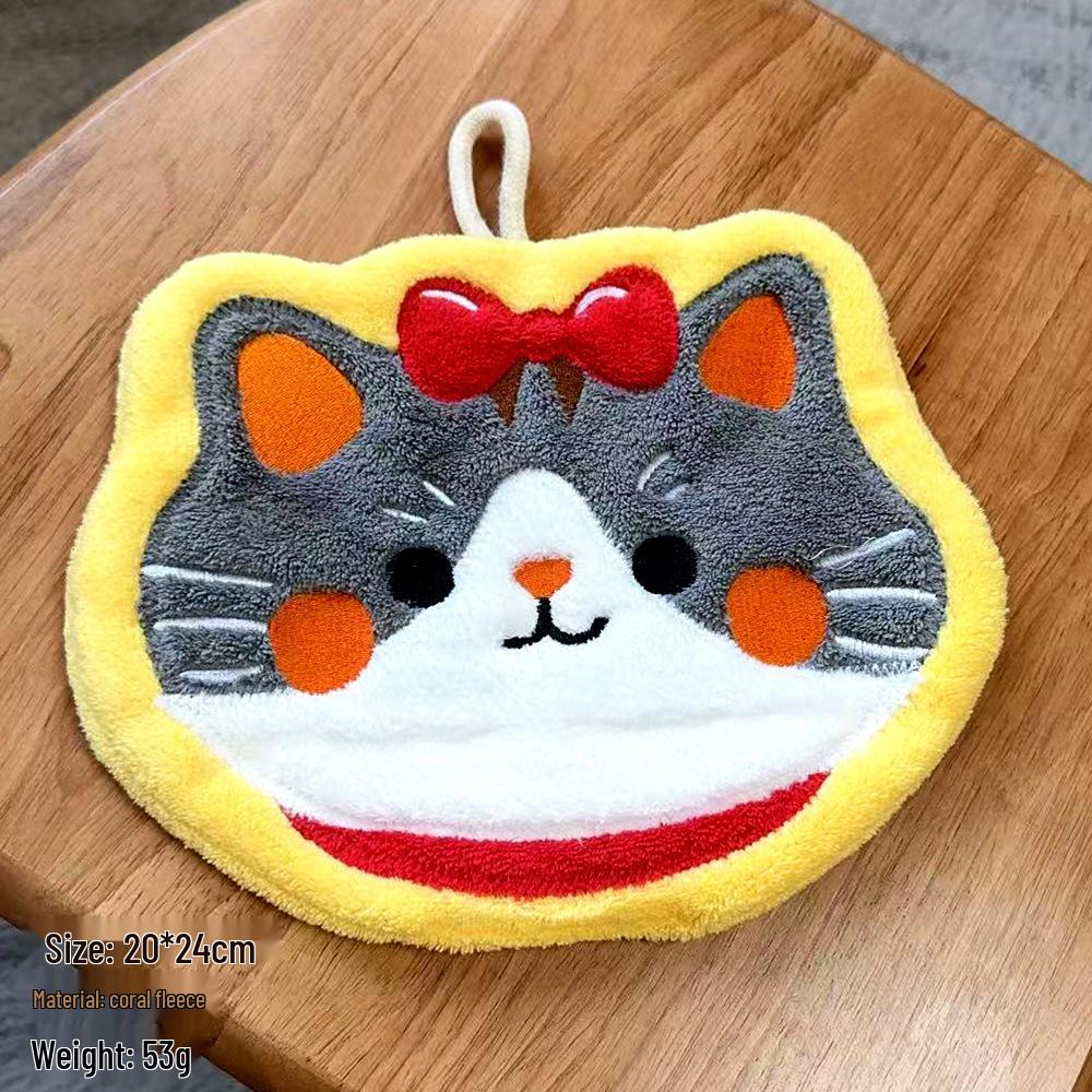 Полотенце для рук с коралловым флисом в виде кошки, впитывающее и без ворса, для кухни и ванной