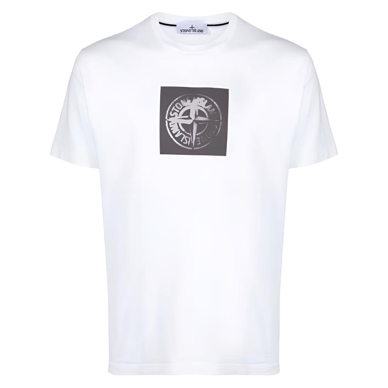 STONE ISLAND Мужская футболка с коротким рукавом, приталенная, с круглым вырезом, с принтом в виде букв, весна-лето 2024, белая 80152NS83-V0001