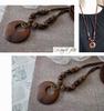 Кожаное ожерелье Деревянные части металл натуральный антикварный вкус Полосатый узор коричневый Дерево Сделано в [цветочный шторм] & (Аксессуары Япония)