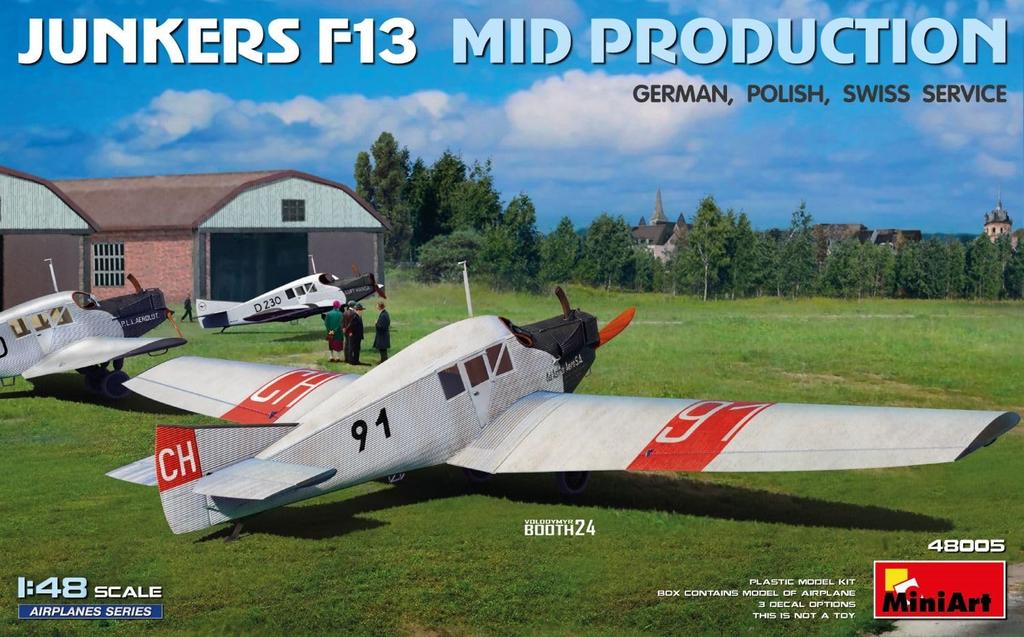 MiniArt Junkers F13 Швейцария Набор пластиковой модели MA48005 1/48 Средняя серия Германия, Польша, (Самолет)