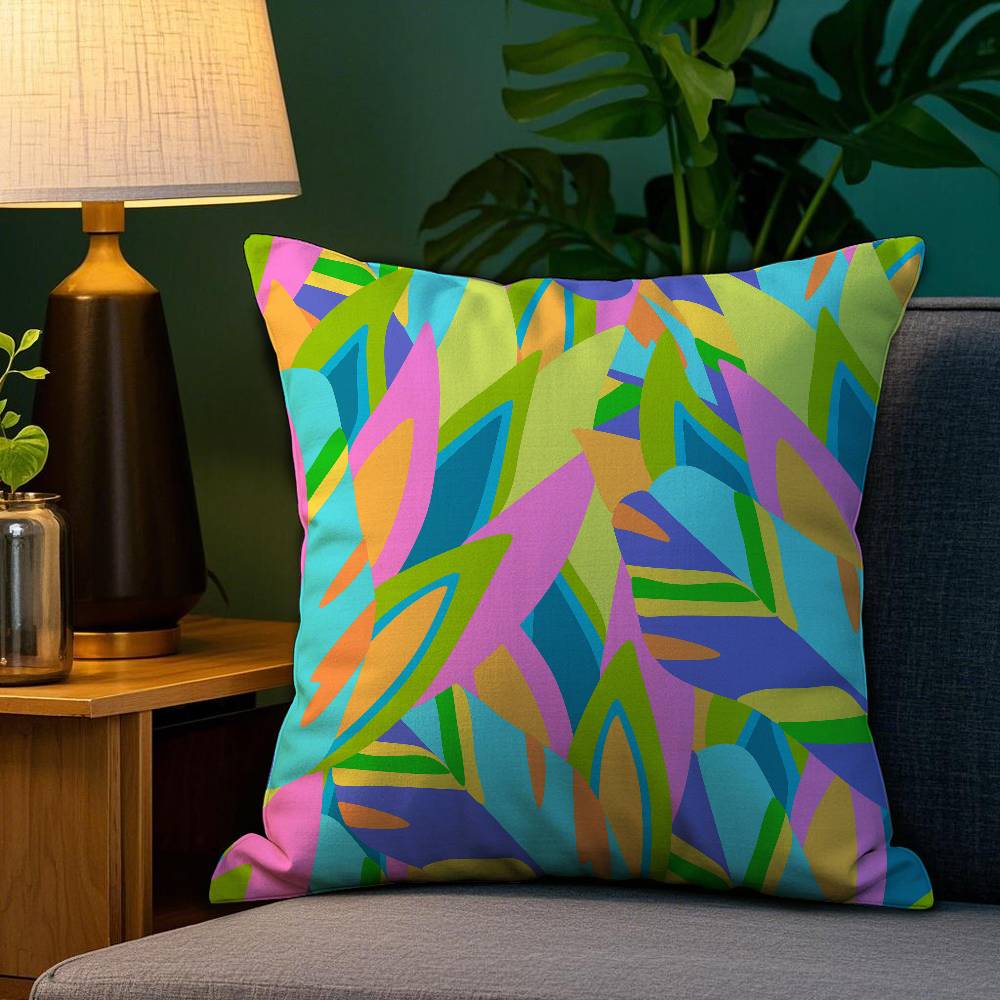 HOT Abstract Colorful Pattern Pillow Case Sofa Living Room Bedroom Double-sided Printing Square Cushion Nap Time Pillow Case