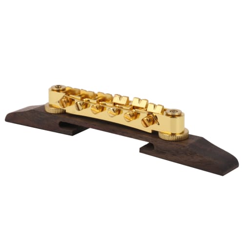 Yibuy Adjustable Archtop Jazz Guitar Bridge with Gold-Plated Alloy Hardware and Rosewood Material