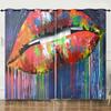 Curtains Sexy Lips Red Lips Oil Painting 3D Digital Printing Blackout Curtain Punching