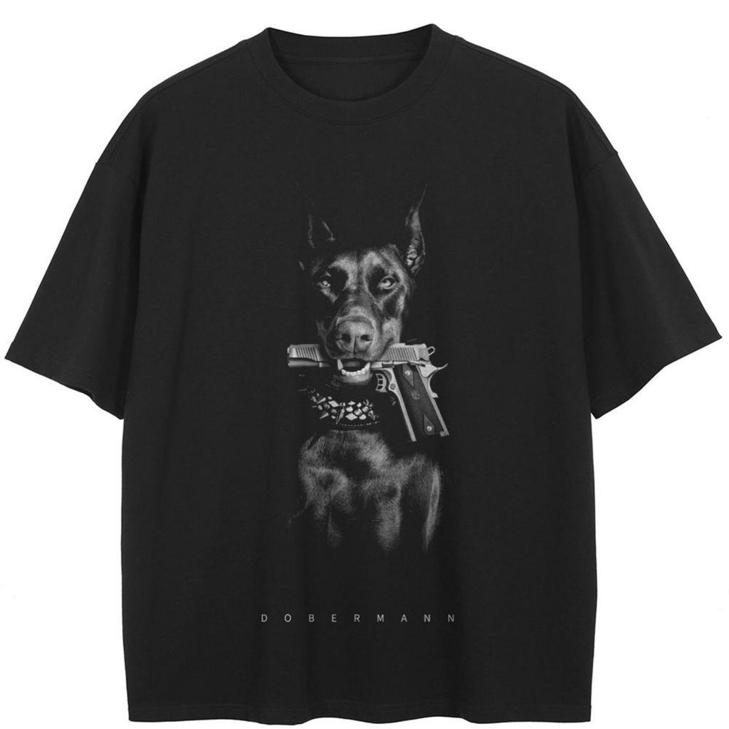 Уличная черная футболка с рисунком Dobermann, хлопковые топы унисекс, футболки, летняя футболка с короткими рукавами