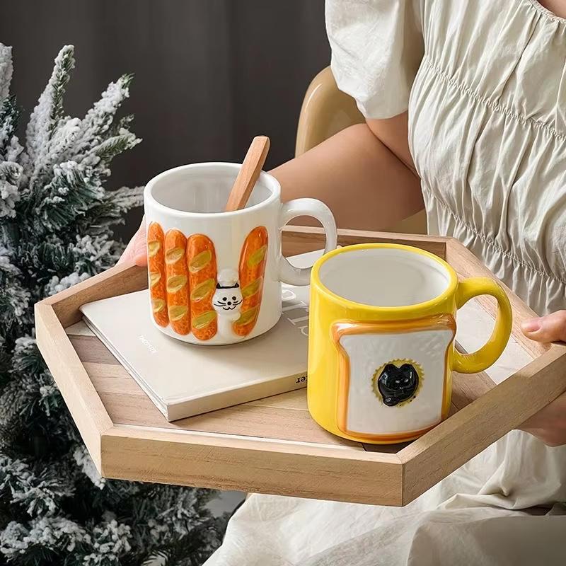 Японские Мультяшные Керамические Кофейные Чашки, Милая Чашка с Котом, Подарок с Индивидуальностью, Бытовая Мультяшная, Кавайи, Для Завтрака, Кружки для Овсяного Молока