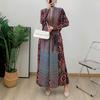 Women's Long Pleated Tie-Waist Evening Robe - 2024 Autumn/Winter Middle Eastern Dubai Style