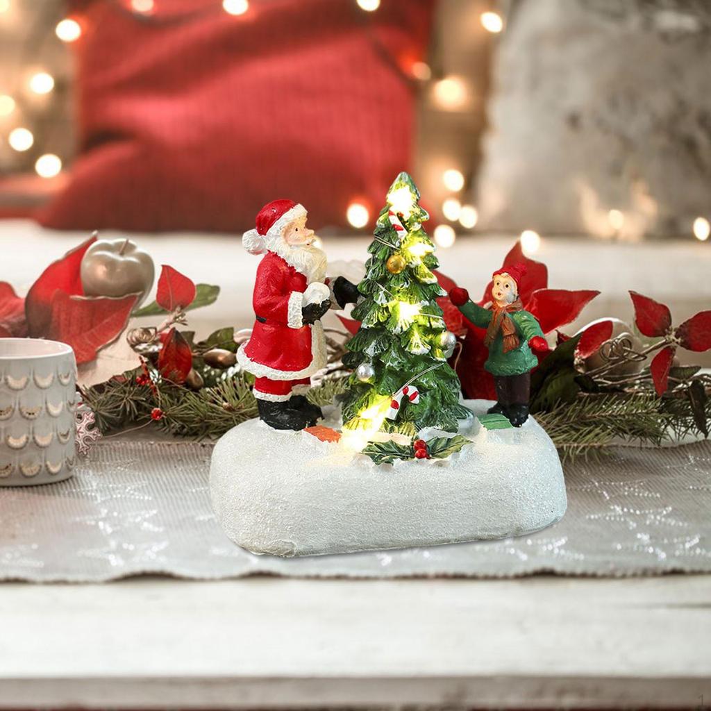 Рождественская фигурка, настольное украшение, светящаяся скульптура, украшение Санта-Клауса, статуэтка для вечеринки из твердой смолы