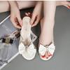 2025 Summer New Women's Bow Rhinestone Design Exquisite Fashion High-heeled Versatile Open-toed Casual Cool Slippers