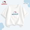 Белая детская летняя футболка с коротким рукавом Hello Kitty для девочек, из чистого хлопка, удобная, свободная. Летнее платье для маленьких девочек