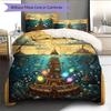 Map Ocean Architecture Pattern Bedding Quilt Set  Home Decoration  Gift (1 * duvet cover + 2 * pillowcase  without core)