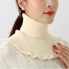 Solid Color Wraps Ruffle Windproof Knitted Bib Korean Style Scarves Fake Collar Female Wool Scarf