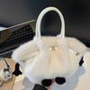 2025 New Plush Bag Women's Portable Vegetable Basket Bag Pleated Bucket Bag Fashion Single Shoulder Crossbody Hair Bag Women