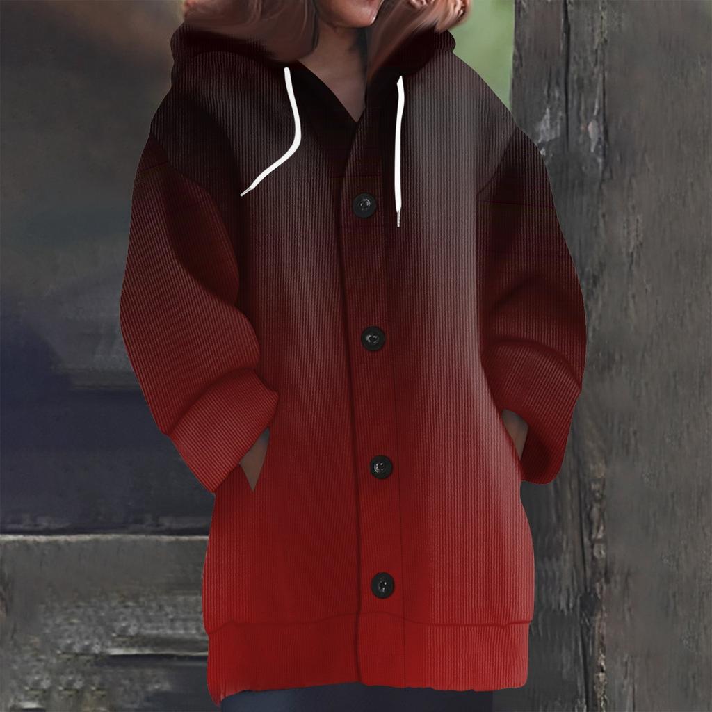 Свитшоты для женщин Вязаный свитер с длинным рукавом Принт Вязаный худи с пуговицами Кардиган Пальто