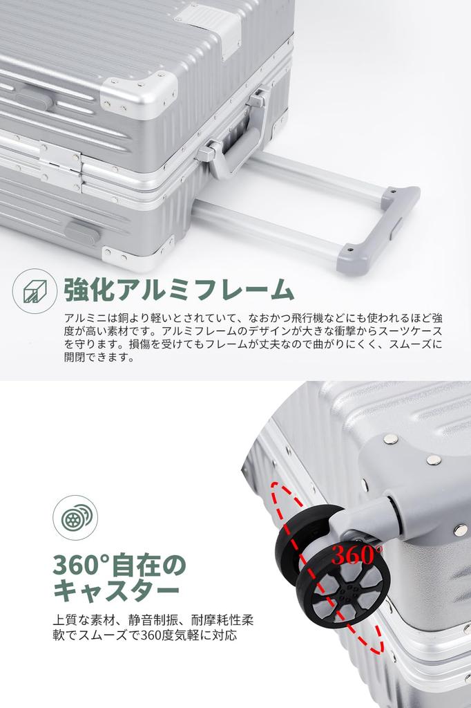 Carry Carry Aluminum Ultra Large TSA Diamond 360 Degree Double Business Large 7 78L Sizes [WanderMore] Suitcase, Case, Bag, Carry-on, Large, Frame,