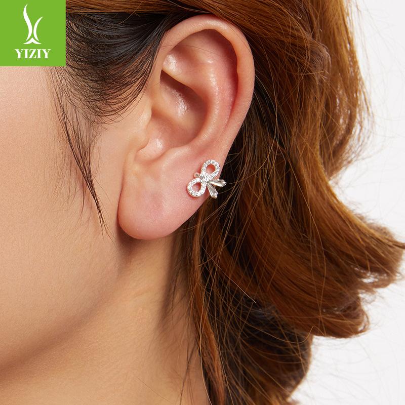 Single Bow Earclip, Special Fashion Personalized Daily Ol Versatile S925 Sterling Silver Earrings Jewelry