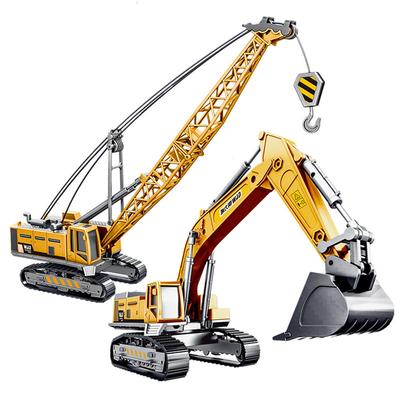Литые под давлением Мини Трактор Экскаватор Кран Бульдозер Игрушка Мальчик Машина Транспортные Игрушки Модели Самосвал Сплав+Пластик Образование Оптом