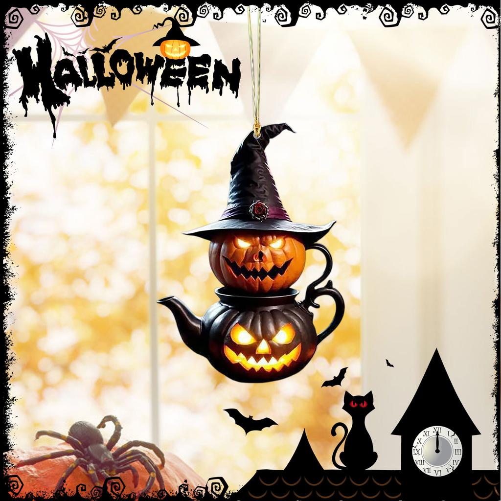 Halloween Little Witch Festival Pendant Cross Border Acrylic Flat Car Decoration Pendant Home Hanging Accessory