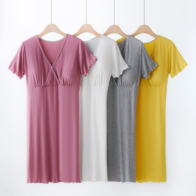 Maternity Nursing Dress Summer Postpartum Moms Breastfeeding Dress Clothes for Pregnant Women Autumn Pregnancy Feeding Dress