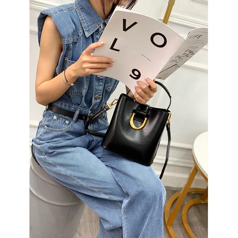 Женская сумка-ведро из 100% натуральной кожи, новая модная, большой вместимости, для поездок на работу, ручная сумка, на плечо, кроссбоди для женщин