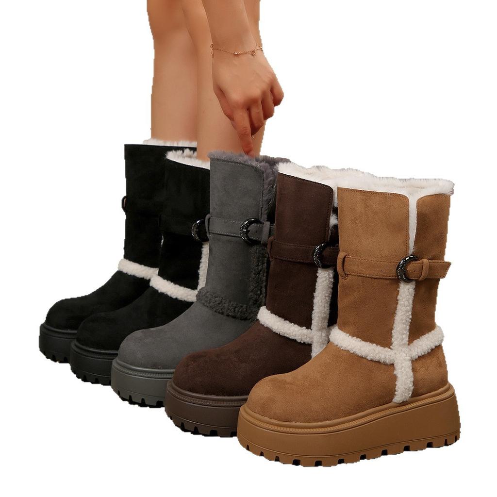 Складные сноубутсы на толстой подошве 2025 новая осень и зима утепленные толстой подошвой теплые короткие женские ботинки Северо-восточные хлопковые ботинки