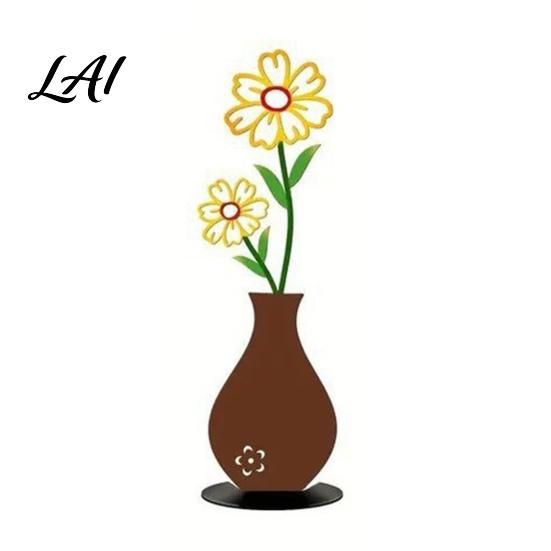 Dried Flower Holders Metal Vase Silhouette Tabletop Decor Sculptures Desktop Ornaments Creative Office Desk Ornaments Shape Decorations for