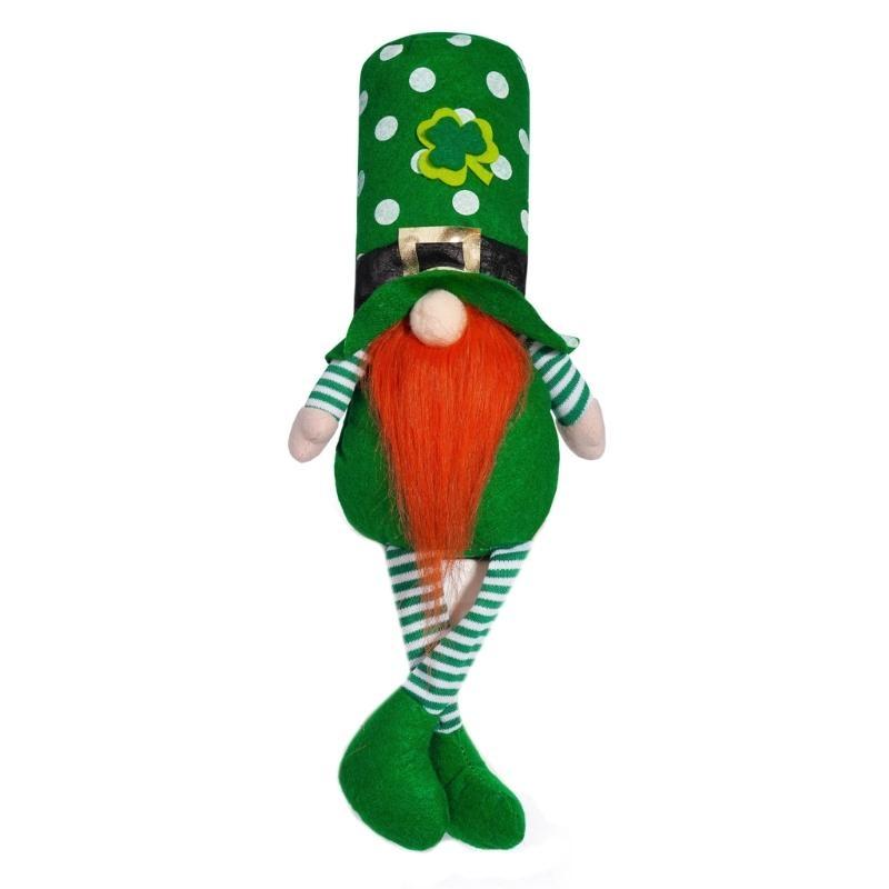 652F Patricks Day Long Leg Gnomes Plush Dolls Figurine for Festival Table Decors Leprechaun Swedish Elf Stuffed Figure Toy